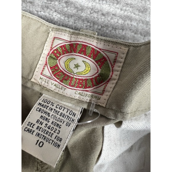 Vintage Banana Republic Pants Womens 10 Beige 100% Cotton Hong Kong Pleated Mom - Picture 10 of 11